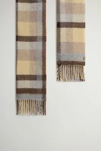 Šál Woolrich Needle Punch Check Scarf Cream Check