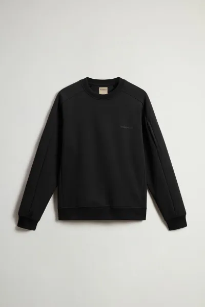 Mikina Woolrich Tech Crewneck Black
