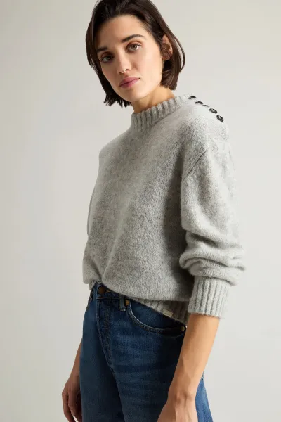 Sveter Woolrich Baby Alpaca Crewneck Grey Melange