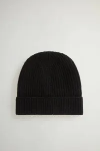 Čapica Woolrich Knitted Ribbed Beanie Black