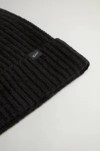 Čapica Woolrich Knitted Ribbed Beanie Black
