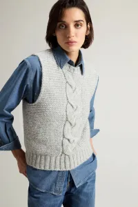 Vesta Woolrich Cable Vest Grey Melange