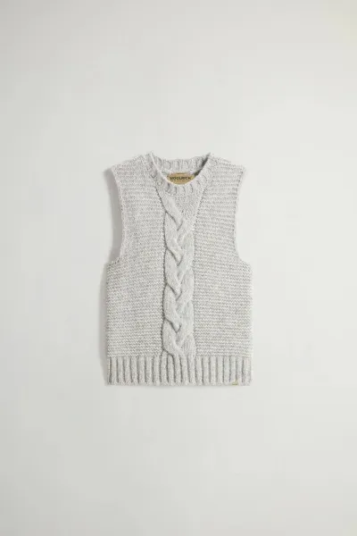 Vesta Woolrich Cable Vest Grey Melange
