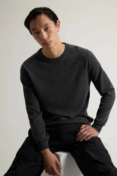 Sveter Woolrich Cashmere Crewneck Charcoal Melange