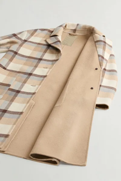 Kabát Woolrich Yarn Dyed Coat Cream Check