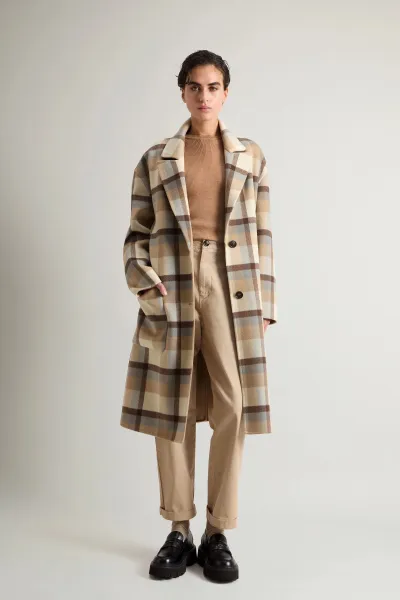 Kabát Woolrich Yarn Dyed Coat Cream Check