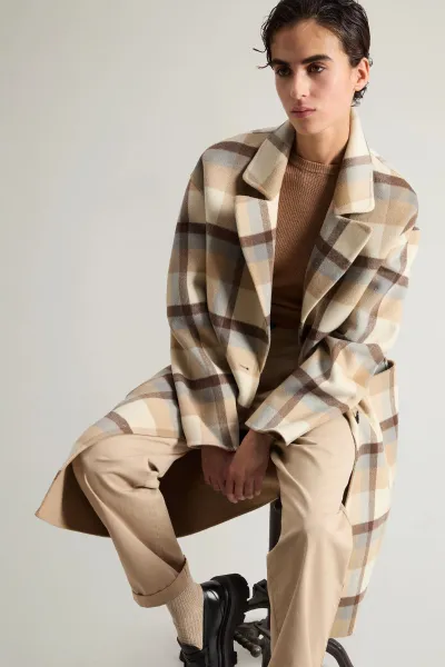Kabát Woolrich Yarn Dyed Coat Cream Check