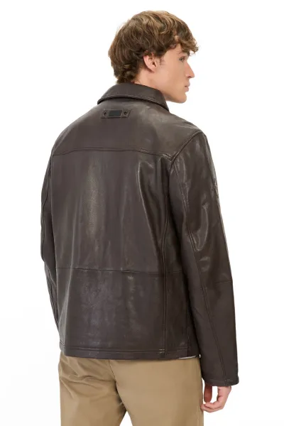 Bunda Camel Active Leather Blouson Brown