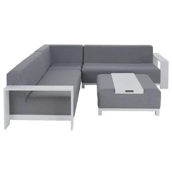 Záhradný set, svetlosivá/biela, hliník, UBUL