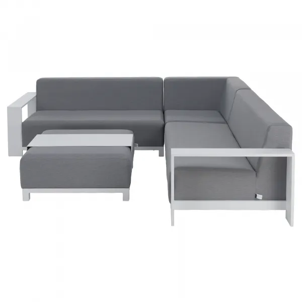 Záhradný set, svetlosivá/biela, hliník, UBUL