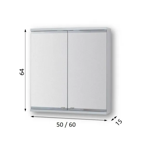 HOPA - Vrchný zrkadlová skrinka ARLES s LED osvetlením - Rozmery skriniek - 60 × 64 × 15 cm OLNARL60