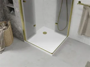 MEXEN/S - Lima Duo sprchovací kút 90x90, transparent, zlatá + vanička so sifónom 856-090-090-50-02-4010G