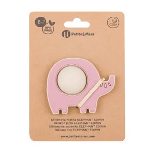 PETITE&MARS Hračka silikónová Elephant Edwin Dusty Rose 6m+