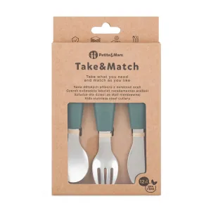 PETITE&MARS Sada príborov s nerezovej ocele Take&Match Misty Green 12m+