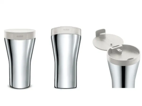Cestovný termohrnček Caffa, biely, priem. 9.5 cm - Alessi
