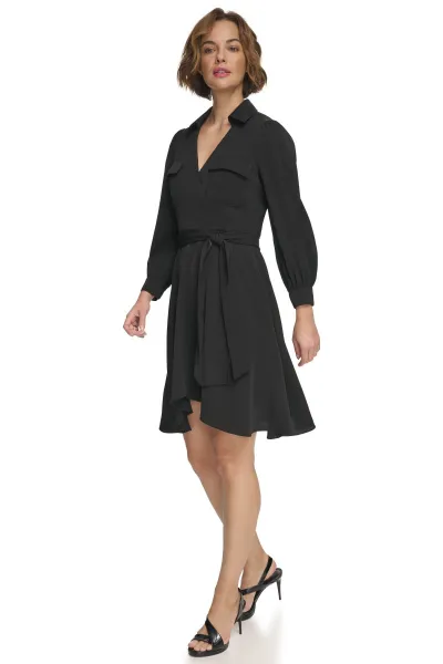 Šaty Dkny Balloon Sleeve Dress Black