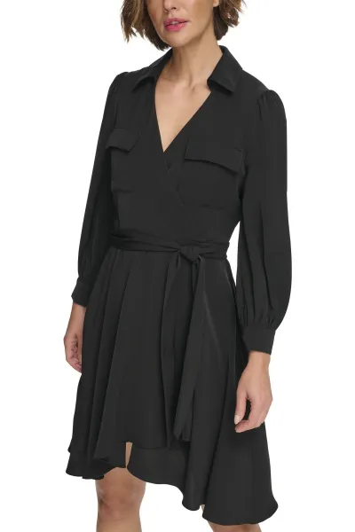 Šaty Dkny Balloon Sleeve Dress Black