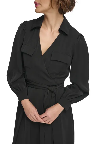 Šaty Dkny Balloon Sleeve Dress Black
