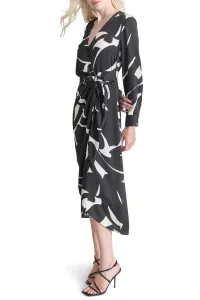 Šaty Dkny čierna farba, midi, áčkový strih, DD4JSD34