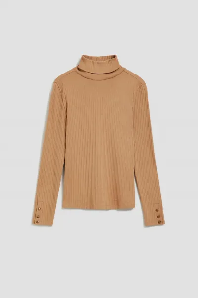 Marisse Ribbed Turtleneck Blouse