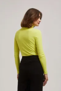 Marisse Lime Green Ribbed Turtleneck Blouse