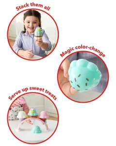 SKIP HOP Zoo Súprava zmrzlinová stohovacia s meniacimi sa farbami Sweet Scoops 2r+