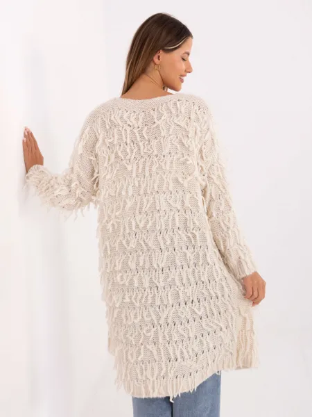 Factory Dámsky oversize kardigan bez zapínania – rôzne farby, UNI Farba: Ecru, Veľkosť: UNI