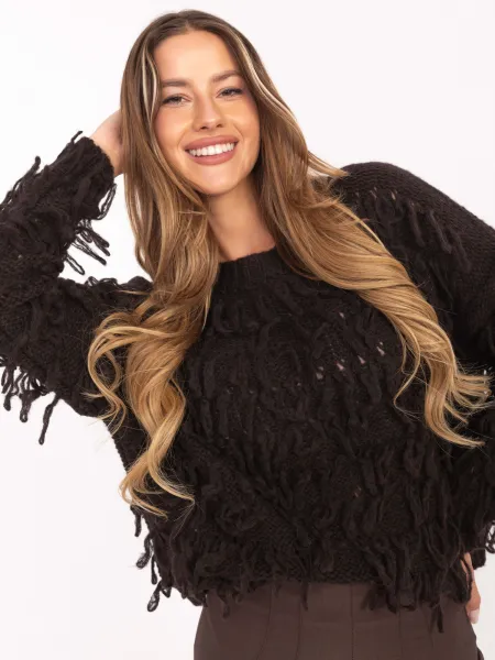 Factory Dámsky boho sveter s strapcami – rôzne farby, UNI Farba: Ecru, Veľkosť: UNI