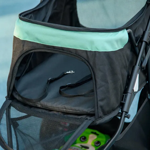 PawHut Kočárek pro psy do 10 kg a 35 cm s pláštěnkou, tyrkosovočerný