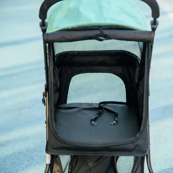 PawHut Kočárek pro psy do 10 kg a 35 cm s pláštěnkou, tyrkosovočerný