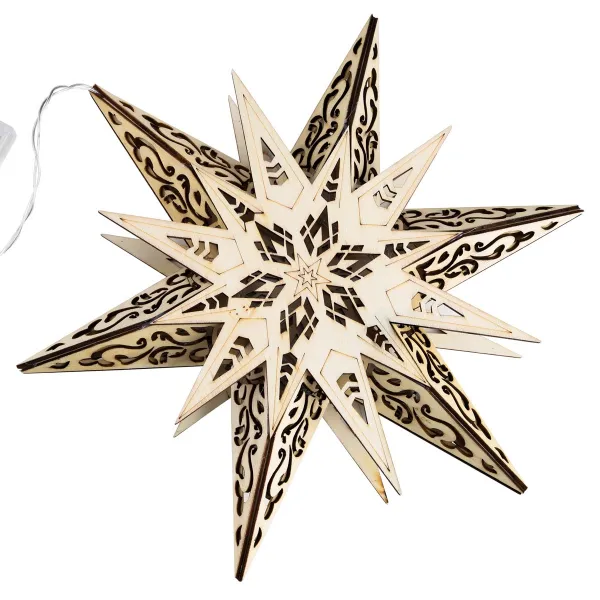 Haushalt international LED Dřevěná hvězda, 30 cm