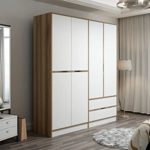 Kalune Design Šatníková skriňa Elina 180 cm biela/orech