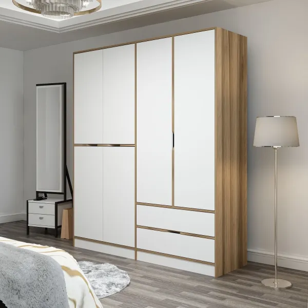 Kalune Design Šatníková skriňa Elina 180 cm biela/orech