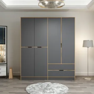 Kalune Design Šatní skříň Elina 180 cm grafit/ořech