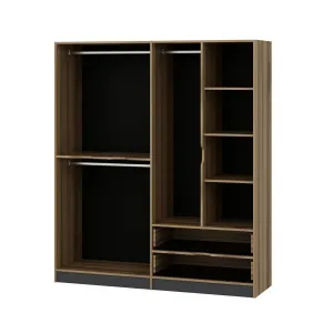 Kalune Design Šatní skříň Elina 180 cm grafit/ořech