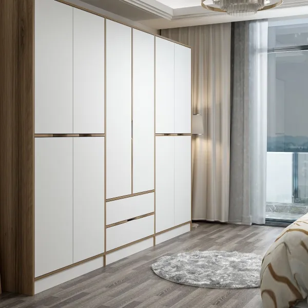 Kalune Design Šatní skříň Elina 270 cm bílá/ořech