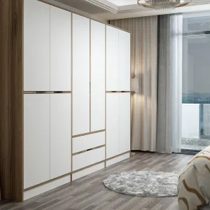 Kalune Design Šatní skříň Elina 270 cm bílá/ořech