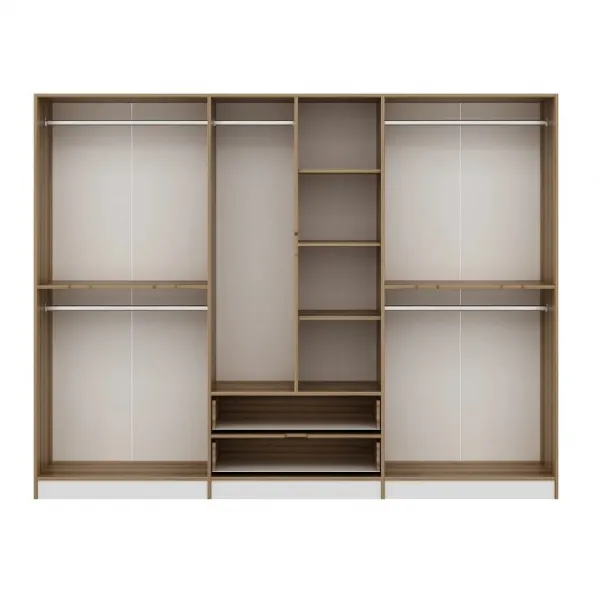 Kalune Design Šatní skříň Elina 270 cm bílá/ořech