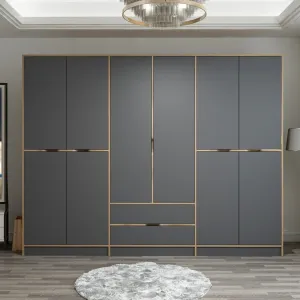 Kalune Design Šatní skříň Elina 270 cm grafit/ořech