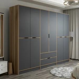 Kalune Design Šatní skříň Elina 270 cm grafit/ořech