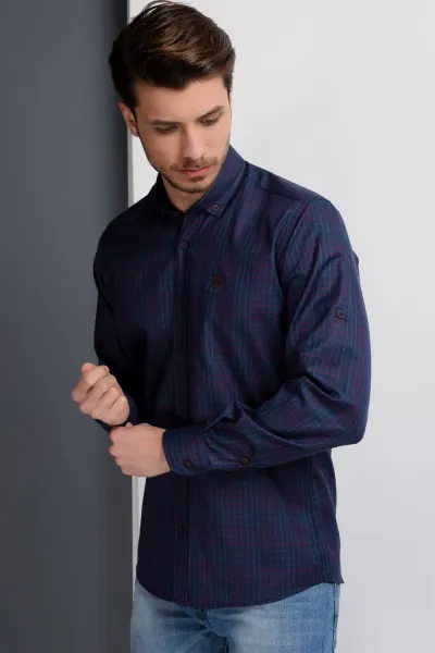 G650 DEWBERRY MEN'S SHIRT-NAVY-BURGUNDY