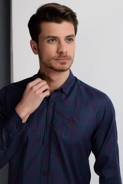 G650 DEWBERRY MEN'S SHIRT-NAVY-BURGUNDY