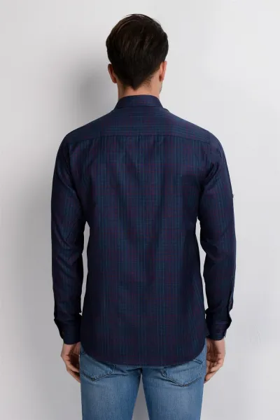 G650 DEWBERRY MEN'S SHIRT-NAVY-BURGUNDY