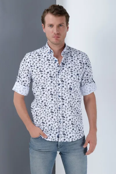 G690 DEWBERRY MEN's SHIRT-WHITE