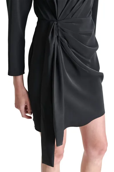 Šaty Dkny L/S Side Knot A-Line Black