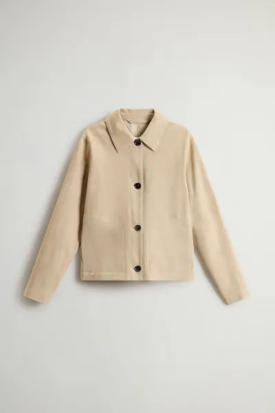 Bunda Woolrich Light Suede Jacket Light White Pepper