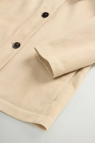 Bunda Woolrich Light Suede Jacket Light White Pepper