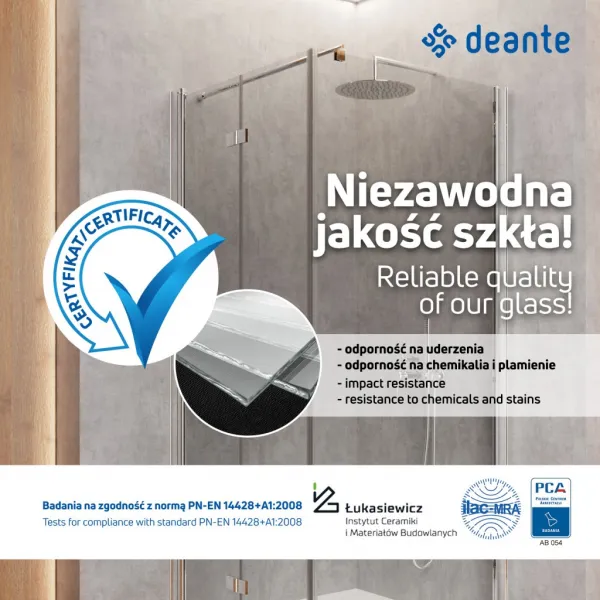 Deante Kerria Plus, otočná zástena 40x200 cm, 6mm číre sklo, chrómový profil, DEA-KTSX072P