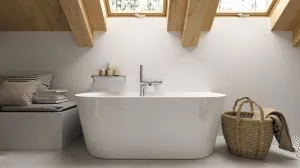 DEANTE - Silia Voľne stojaca akrylátová vaňa k stene biela - 150 cm KDS_015W