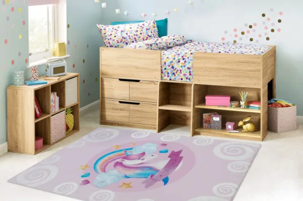 Detský koberec protišmykový BAMBINO 2533 Jednorožec, ružový